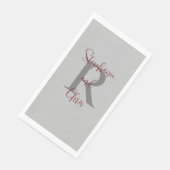 Gray Burgundy Name Monogram Paper Guest Handtuch Serviette (Ecke)