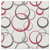 Gray Burgundy Red Rings Modernes geometrisches Mus Stoff (Nahaufnahme)
