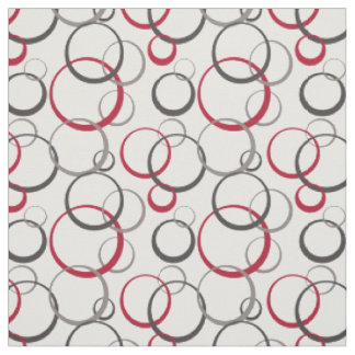 Gray Burgundy Red Rings Modernes geometrisches Mus Stoff