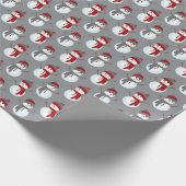 Gray Burgundy Snowman Pattern Weihnachten Einzigar Geschenkpapier (Ecke)