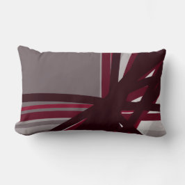Gray Burgundy & White Artistic Abstrakt Linear Lendenkissen