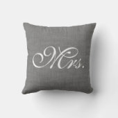 Gray Burlap Mrs. Pillow Kissen (Rückseite)