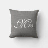 Gray Burlap Mrs. Pillow Kissen (Vorderseite)