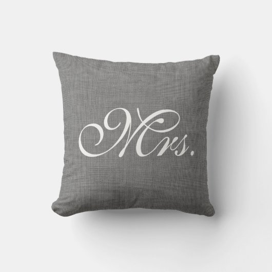 Gray Burlap Mrs. Pillow Kissen (Vorderseite)