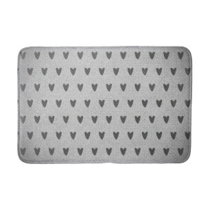 Gray Burlap Whimsical Hearts Rustikales Bauernhaus Badematte