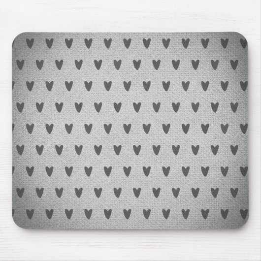 Gray Burlap Whimsical Hearts Rustikales Bauernhaus Mousepad (Vorne)