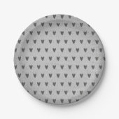 Gray Burlap Whimsical Hearts Rustikales Bauernhaus Pappteller (Vorderseite)