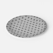 Gray Burlap Whimsical Hearts Rustikales Bauernhaus Pappteller (Schrägansicht)