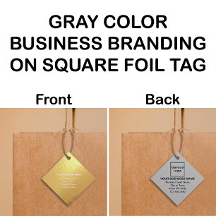 Gray Business Brand on Square Foil Tag