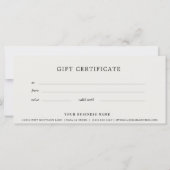 Gray Business Gift Certificate Elegant Simple (Rückseite)