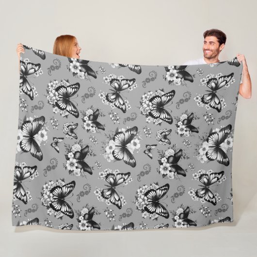 Gray Butterfly Muster Fleece Blanket (Beispiel)