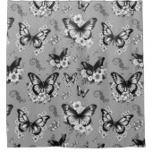 Gray Butterfly Pattern Duschvorhang (Vorderseite)