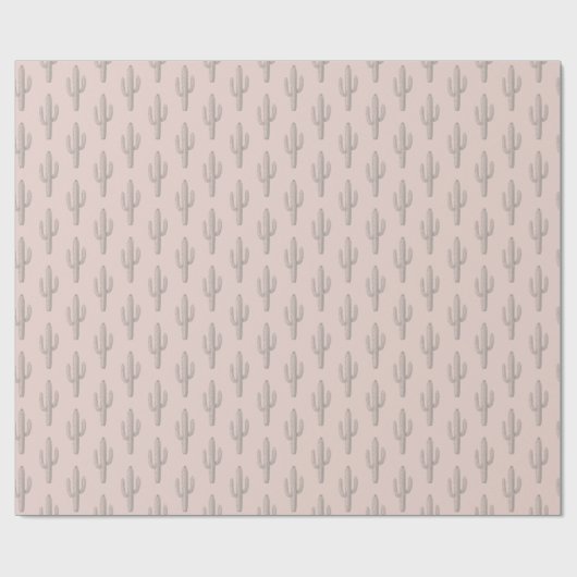 Gray Cactus Pattern Pink Geschenkpapier (Flach)