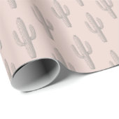 Gray Cactus Pattern Pink Geschenkpapier (Rolleneckpunkt)