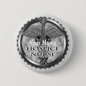 Gray caduceus Hospice Nurse Button (Vorderseite)