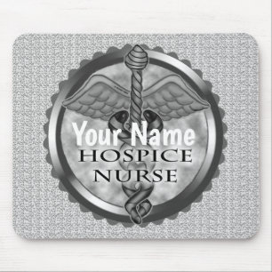 Gray caduceus Hospice Nurse Mousepad