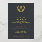 Gray Caduceus + Laurel Medical School Abschluss Folieneinladung (Vorderseite)