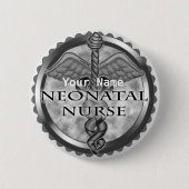 Gray caduceus Neonatal Nurse Button (Vorderseite)