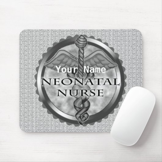 Gray caduceus Neonatal Nurse Mousepad (Mit Mouse)