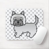 Gray Cairn Terrier Dog Illustration & Paws Muster Mousepad (Mit Mouse)