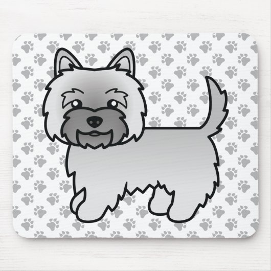 Gray Cairn Terrier Dog Illustration & Paws Muster Mousepad (Vorne)