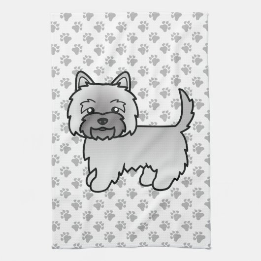 Gray Cairn Terrier Niedlich Cartoon Dog Geschirrtuch (Vertikal)