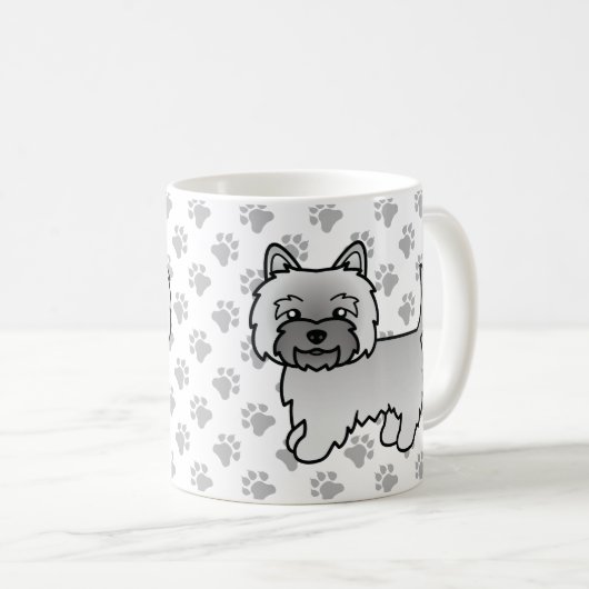 Gray Cairn Terrier Niedlich Cartoon Dog Kaffeetasse (VorderseiteRechts)