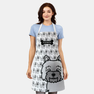 Gray Cairn Terrier Niedlich Cartoon Dog & Name Schürze