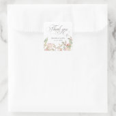 Gray Calligraphic Script Danke Heart Wedding Quadratischer Aufkleber (Tasche)