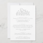 Gray Calligraphy Wildflower Front and Back Wedding Einladung (Rückseite)