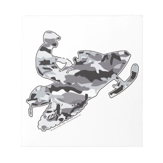 Gray Camoflage Snowmobiler Notizblock (Vorderseite)