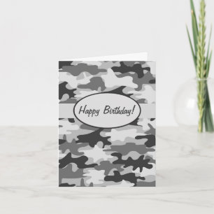 Gray Camouflage Camouflage Happy Birthday Custom Karte