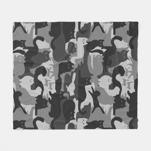 Gray Camouflage Cats Pattern Gray Kitty Cats Camou Fleecedecke (Vorderseite (Horizontal))