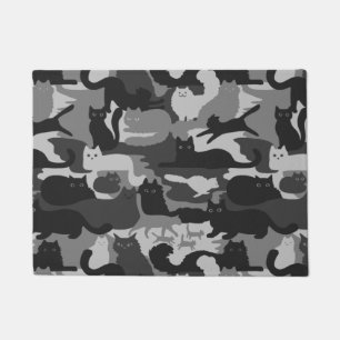 Gray Camouflage Cats Pattern Gray Kitty Cats Camou Fußmatte