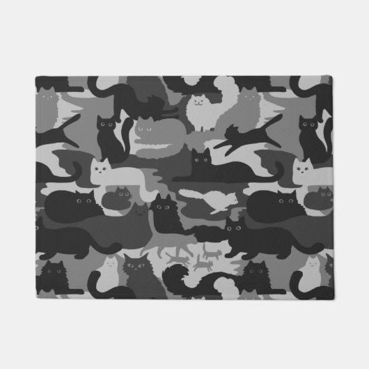 Gray Camouflage Cats Pattern Gray Kitty Cats Camou Fußmatte (Vorderseite)