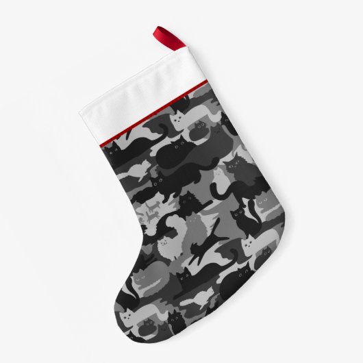 Gray Camouflage Cats Pattern Gray Kitty Cats Camou Kleiner Weihnachtsstrumpf (Rückseite (Hängend))