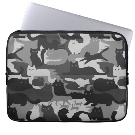 Gray Camouflage Cats Pattern Gray Kitty Cats Camou Laptopschutzhülle (Vorderseite)