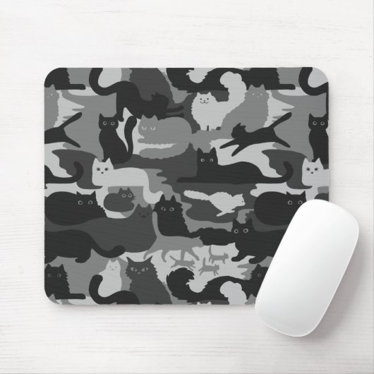 Gray Camouflage Cats Pattern Gray Kitty Cats Camou Mousepad (Mit Mouse)