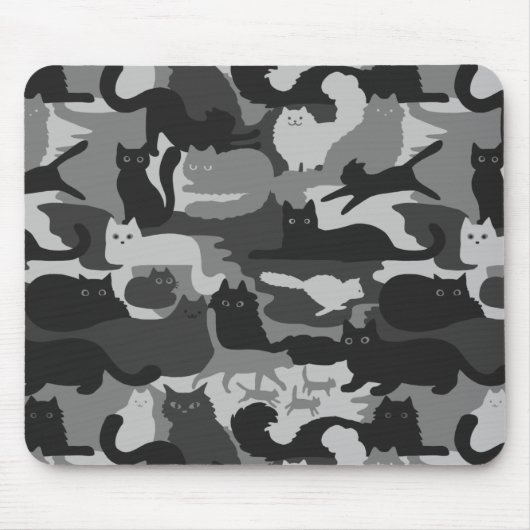 Gray Camouflage Cats Pattern Gray Kitty Cats Camou Mousepad (Vorne)