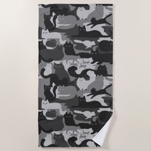 Gray Camouflage Cats Pattern Gray Kitty Cats Camou Strandtuch (Vorderseite)