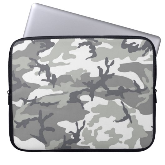 Gray Camouflage Laptop Sleeve (Vorderseite)