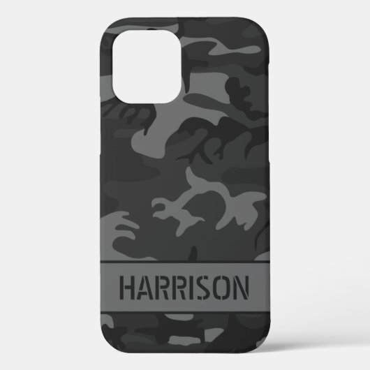 Gray Camouflage Monogram Case-Mate iPhone Hülle (Rückseite)