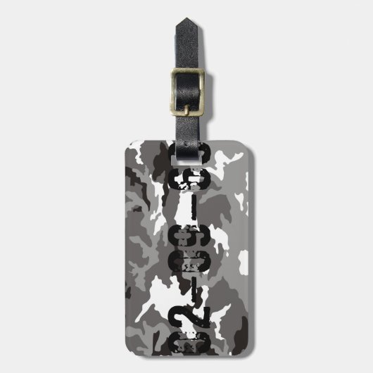 Gray camouflage pattern gepäckanhänger (Vorderseite vertikal)