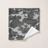 Gray Camouflage Pattern, militärisches Muster, Arm Badhandtuch Set (Waschlappen)