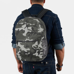 Gray Camouflage Pattern, militärisches Muster, Arm Bedruckter Rucksack