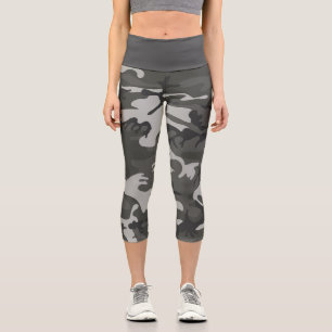 Gray Camouflage Pattern, militärisches Muster, Arm Capri Leggings