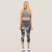 Gray Camouflage Pattern, militärisches Muster, Arm Capri Leggings (Vorderseite)