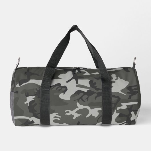 Gray Camouflage Pattern, militärisches Muster, Arm Duffle Bag (Rückseite)
