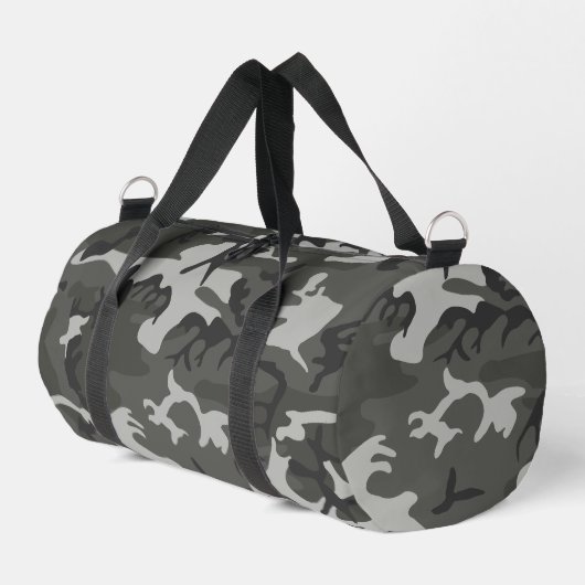 Gray Camouflage Pattern, militärisches Muster, Arm Duffle Bag (Linke Seite)