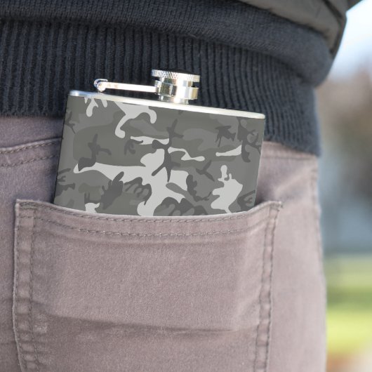 Gray Camouflage Pattern, militärisches Muster, Arm Flachmann (Beispiel)